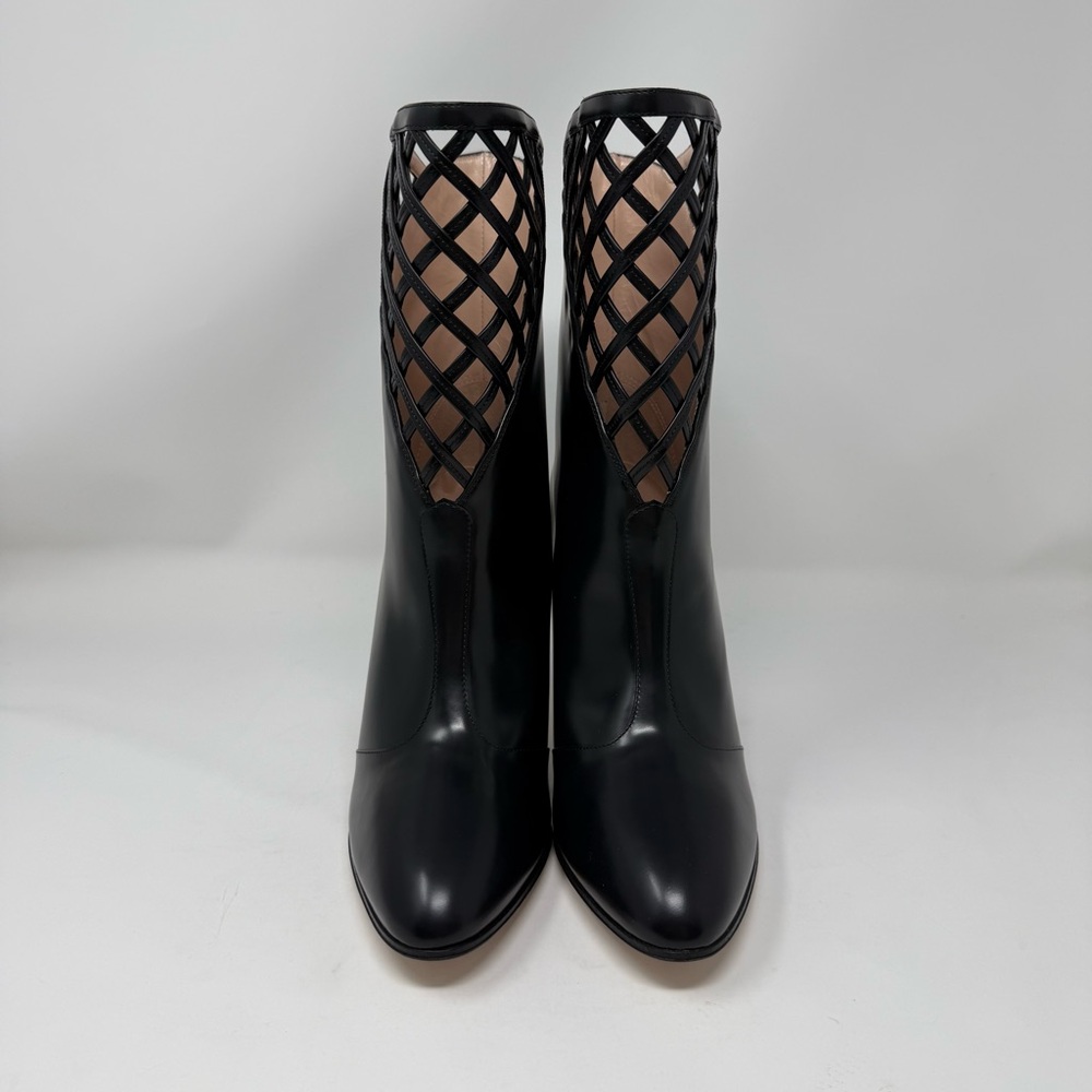 NEW‎ Gucci Plume Calfskin Damir Cutout Lattice Leather Ankle Booties Black 39.5 - Picture 3 of 14